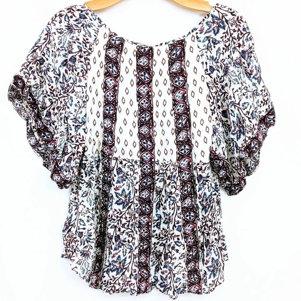 Free People Boho Floral Print‎ Gauzy Crop Top